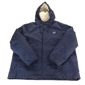 Levi's‎ Parka Mens XXL Blue Hooded Sherpa Lined Softshell Zip Pockets Coat Warm